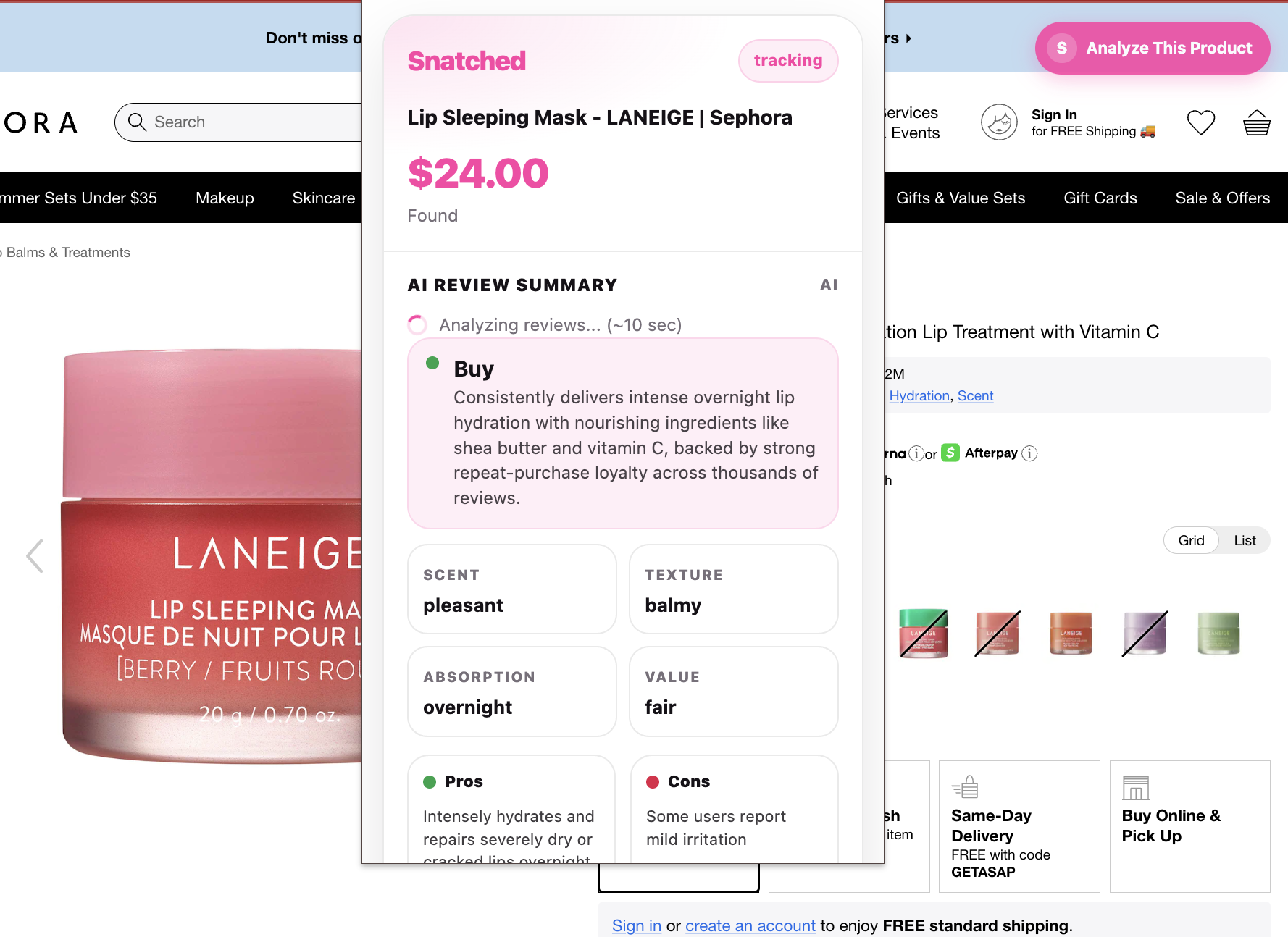 Clean beauty check and key ingredients